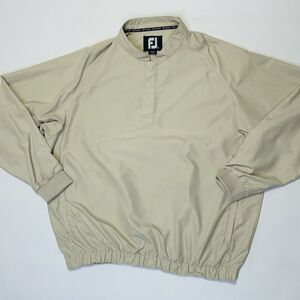 FootJoy Golf Jacket Mens Size XL Beige Windbreaker 1/4 Snap Pullover Mock Neck